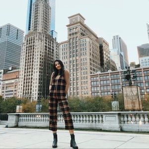 UO Reign Plaid Flannel Jumpsuit